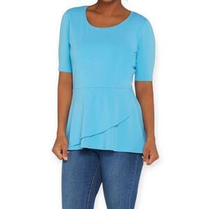 ISAAC MIZRAHI LIVE BLUE RUFFLE SHIRT SZ.S EUC